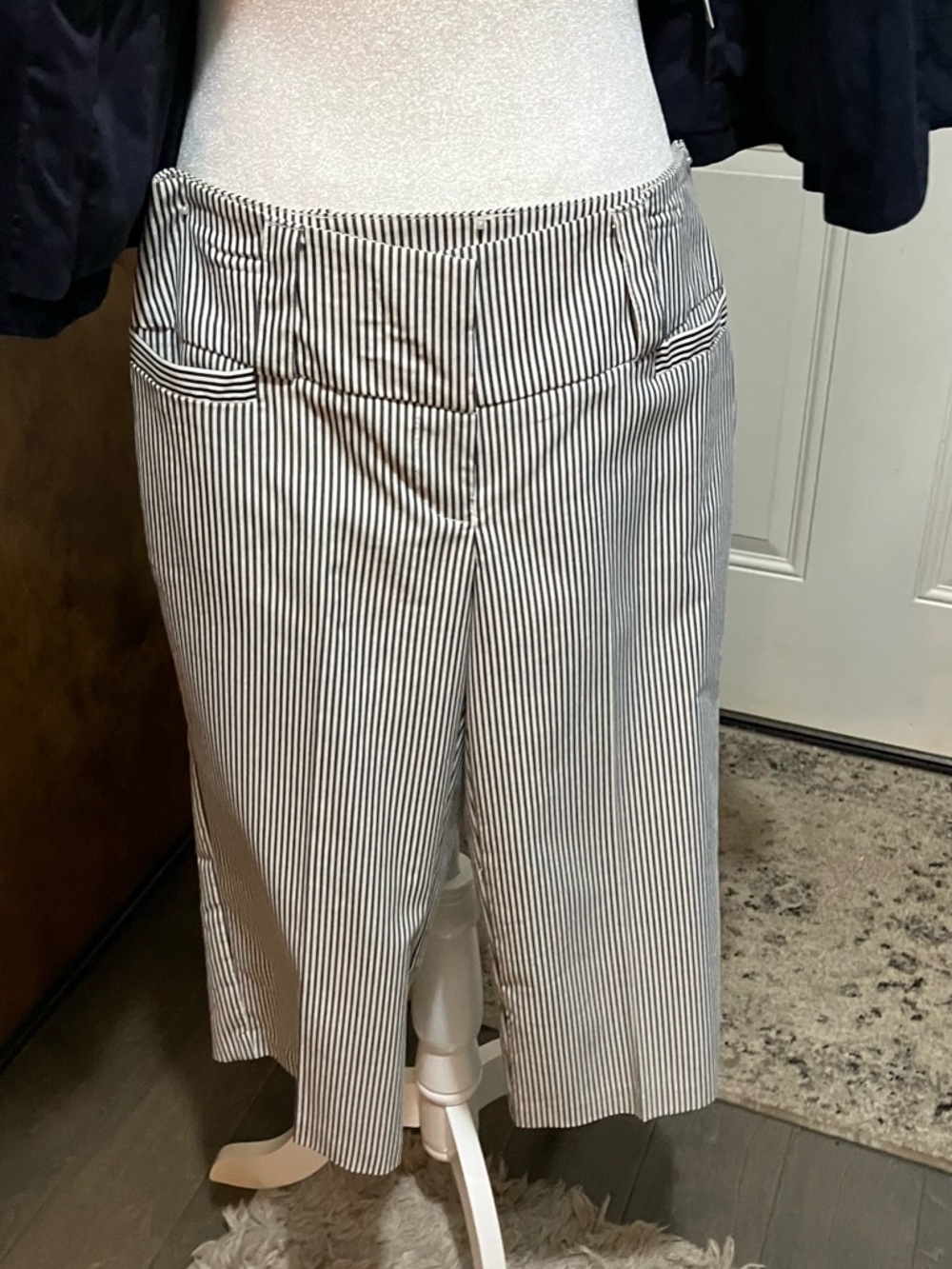 Nautical Inspired Striped Cropped pedal pushers low rise  - Navy & White